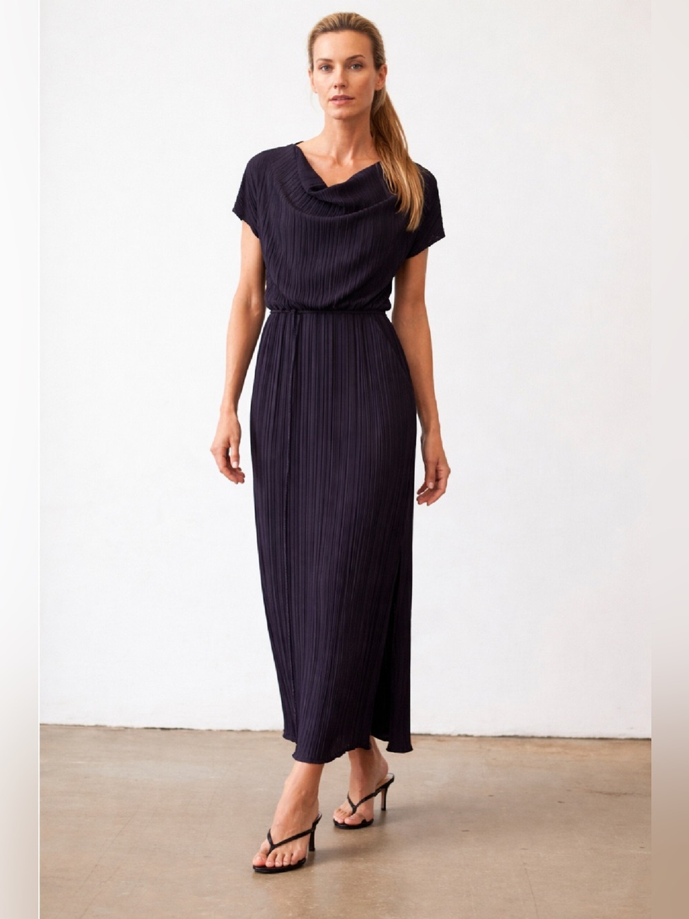RUTI DRAPED PLEATED MAXI DRESS.